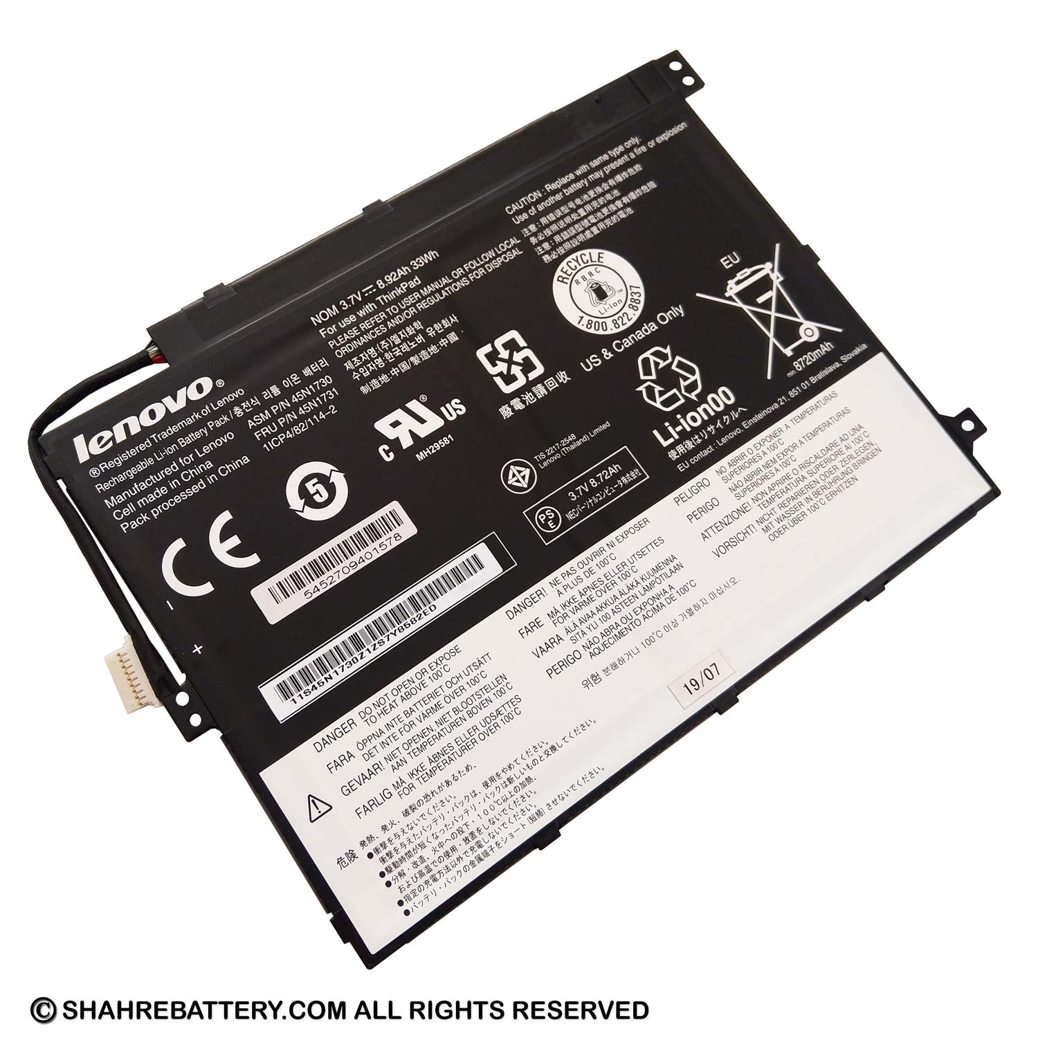 باتری اورجینال لپ تاپ لنوو Lenovo ThinkPad 10 45N1731