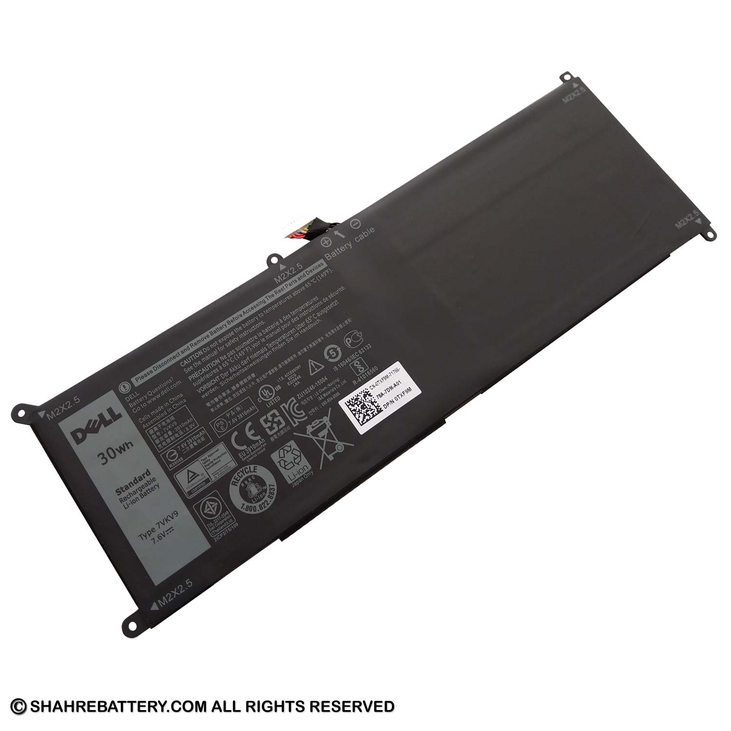 باتری اورجینال لپ تاپ دل Dell XPS 12 9250 7VKV9
