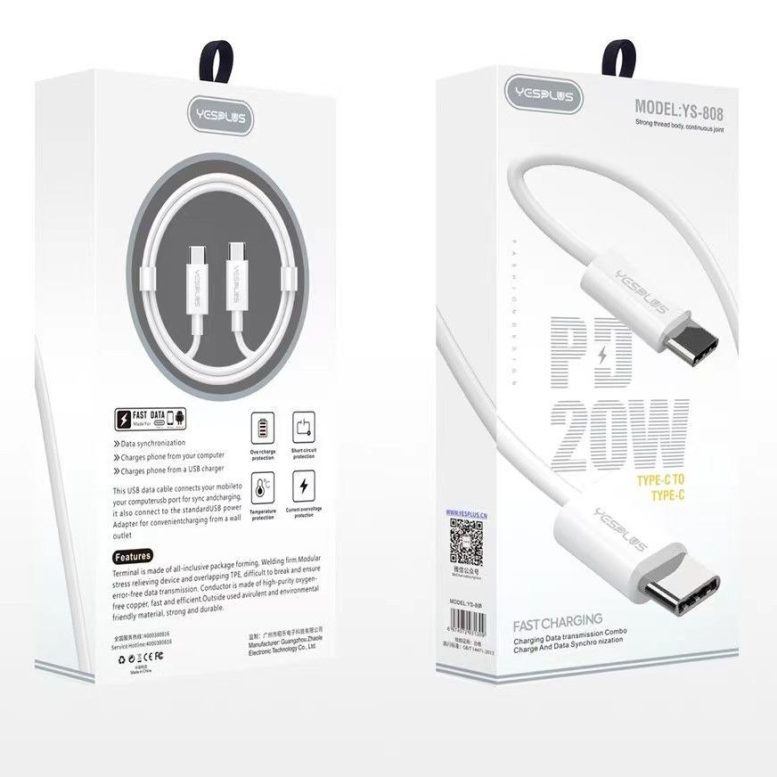کابل شارژ دوسر Type-C برند YesPlus مدل YS-808