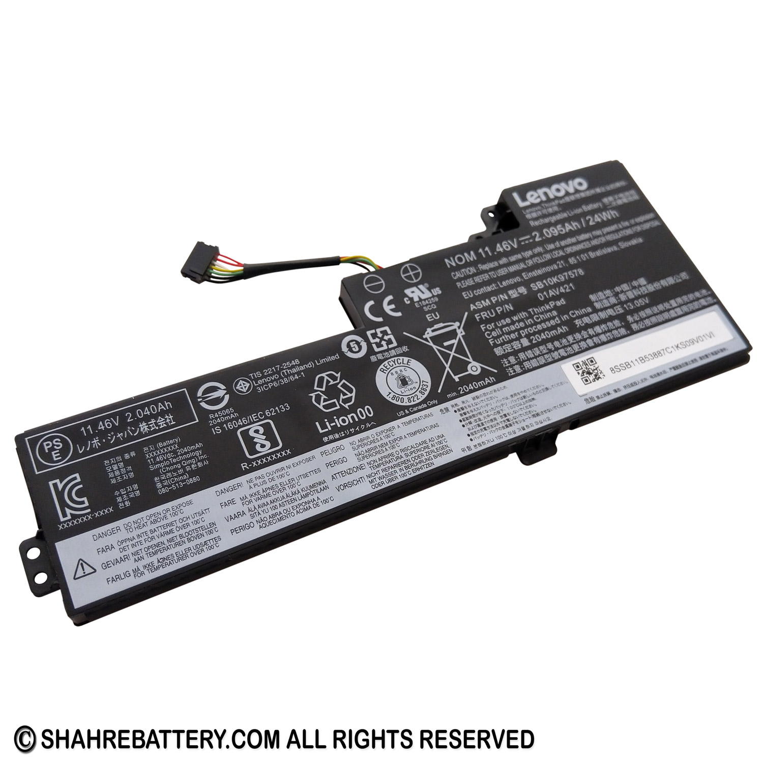 باتری اورجینال لپ تاپ لنوو Lenovo ThinkPad T470 T480 01AV420